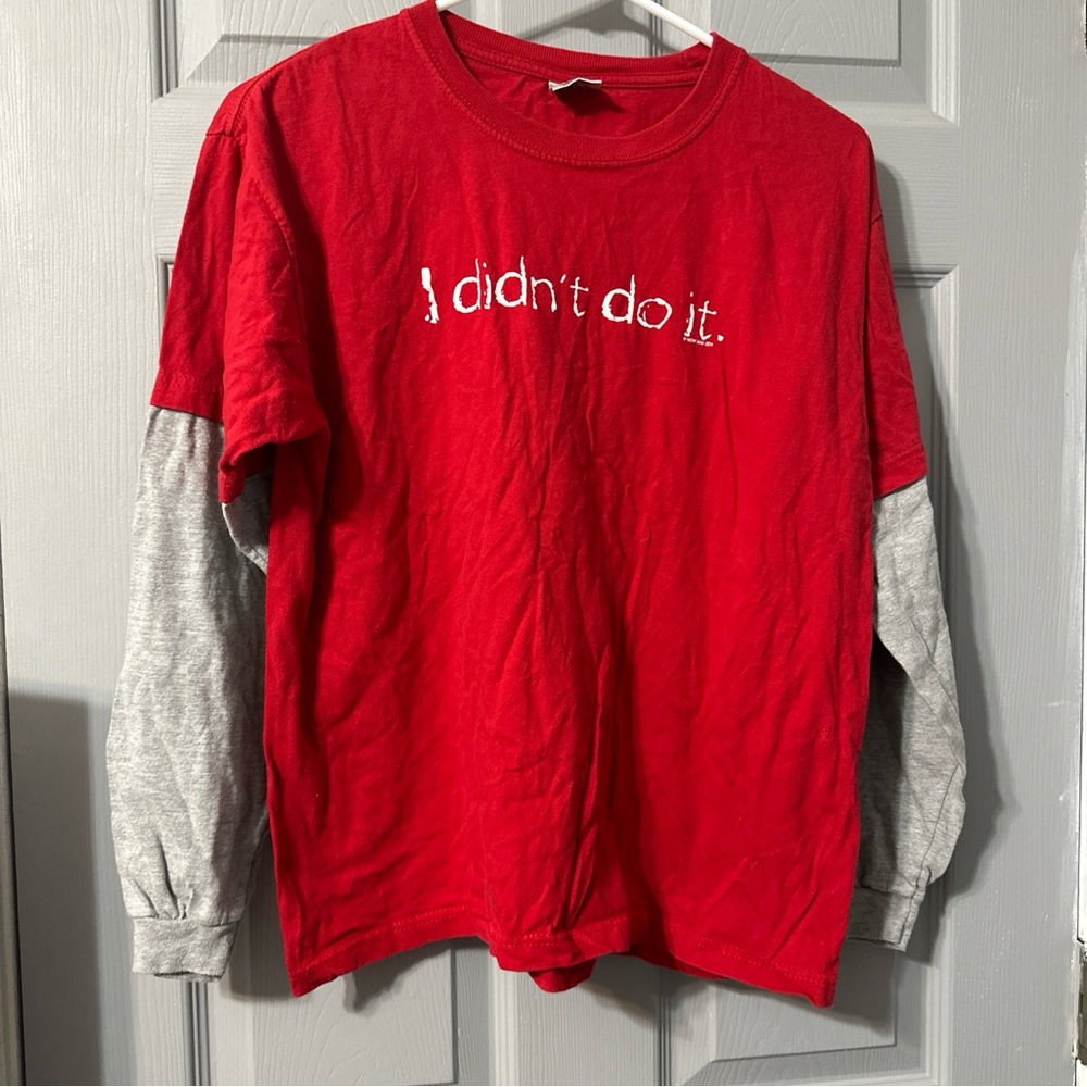 Playful Red and Gray Long Sleeve Tee